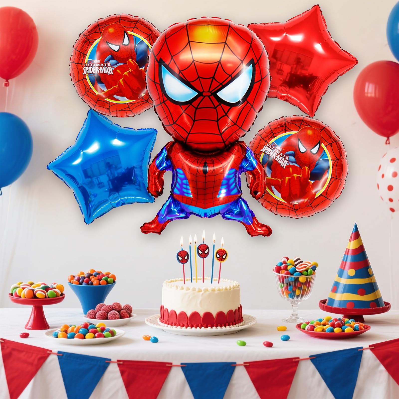 Round balloons included in the set for mixed display