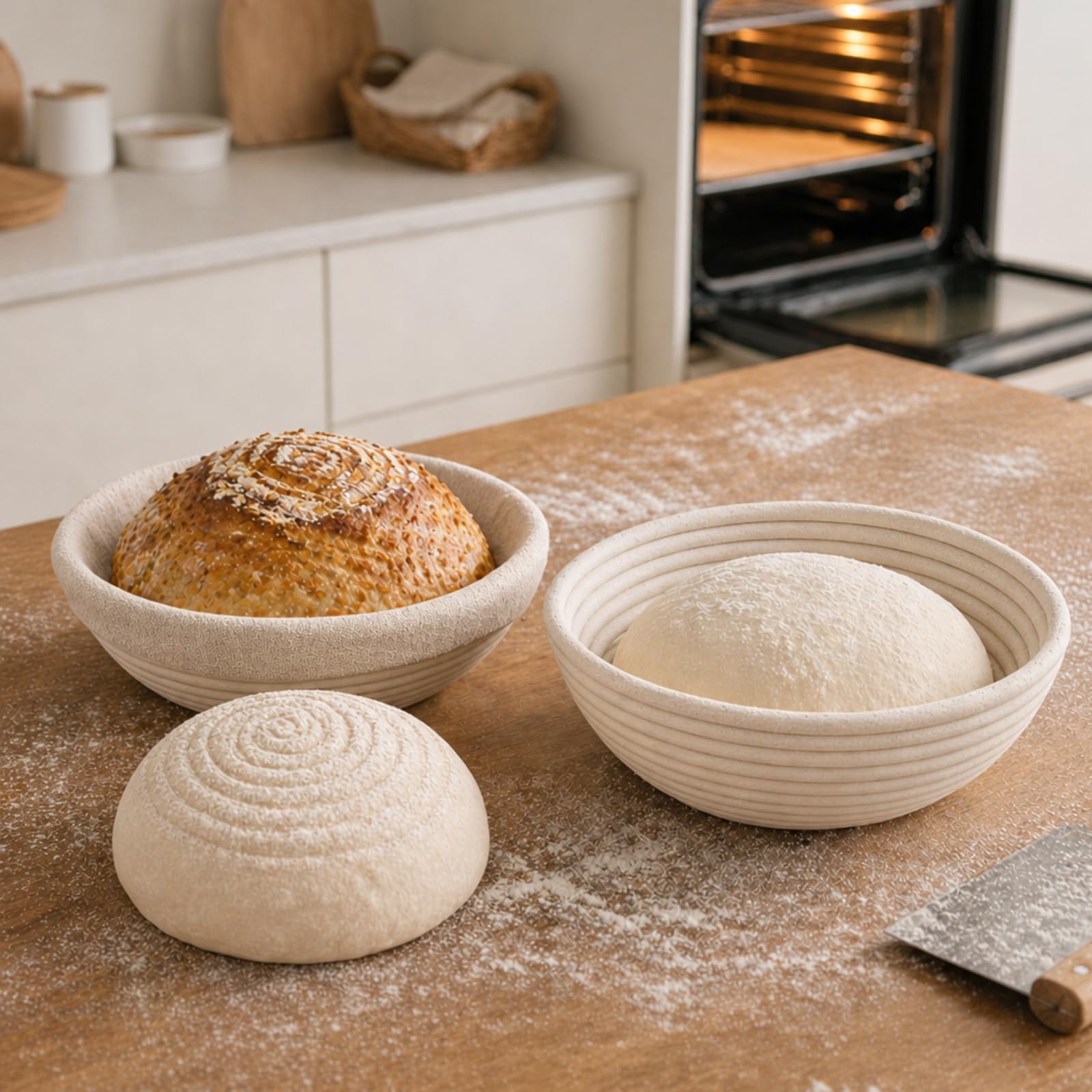 round banneton bread proofing basket for dough proofing image
