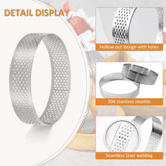 Perforated vented tart rings for easy release