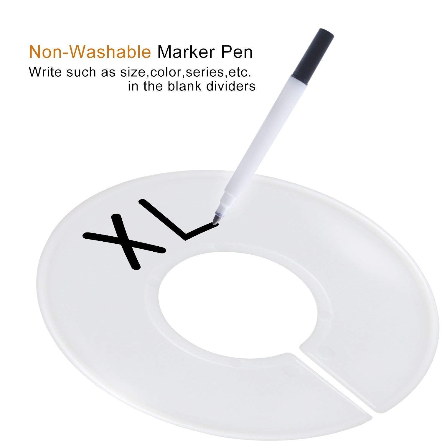 Round white closet size dividers with 3.5 inch diameter