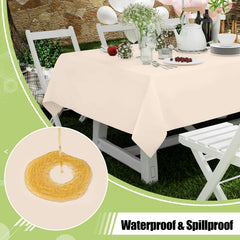 Round ivory 84 inch waterproof tablecloth for party