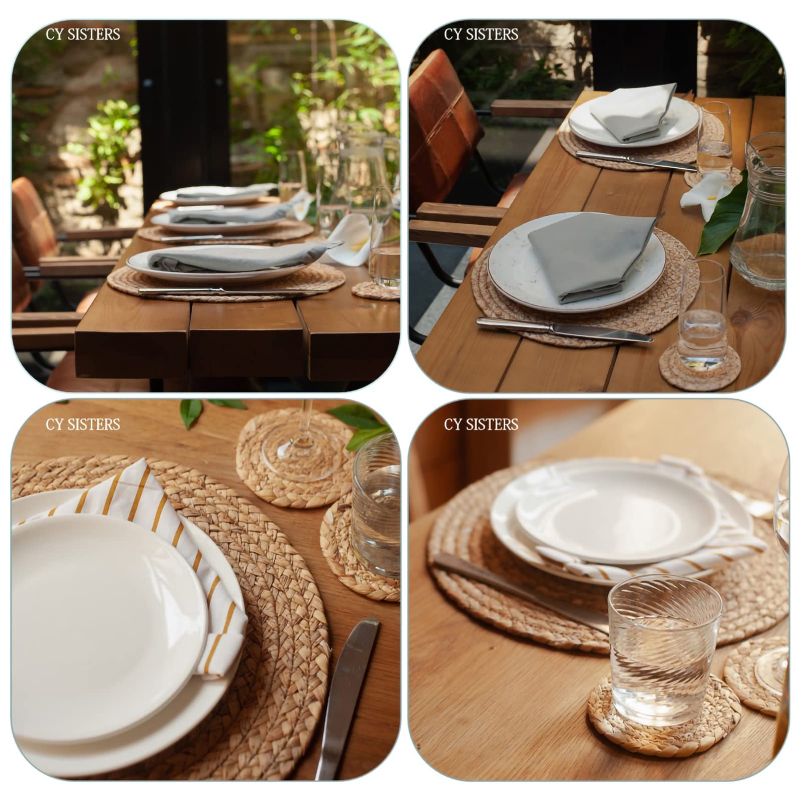 Heat resistant braided placemats protecting table surface