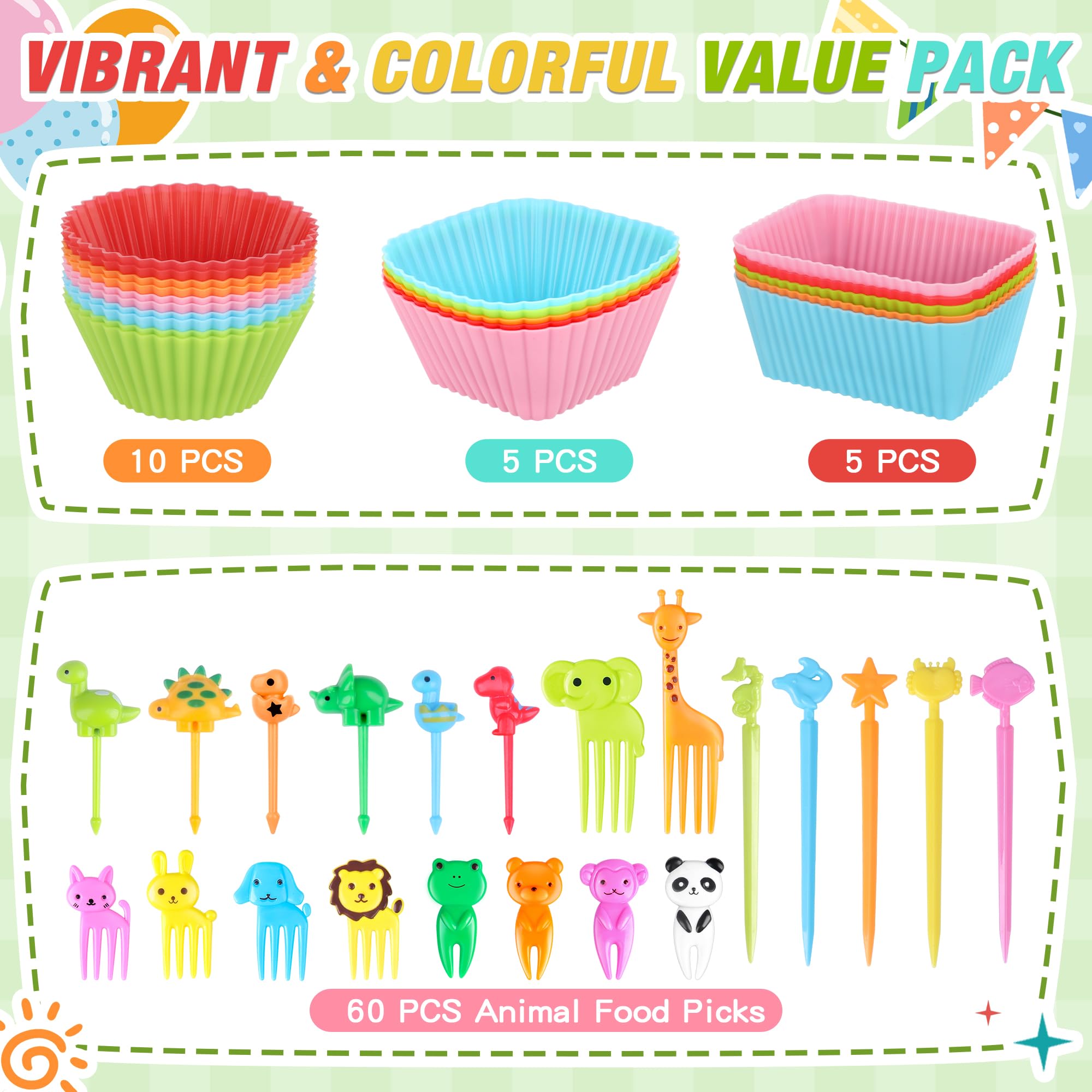 Silicone cupcake liners for baking and lunch use