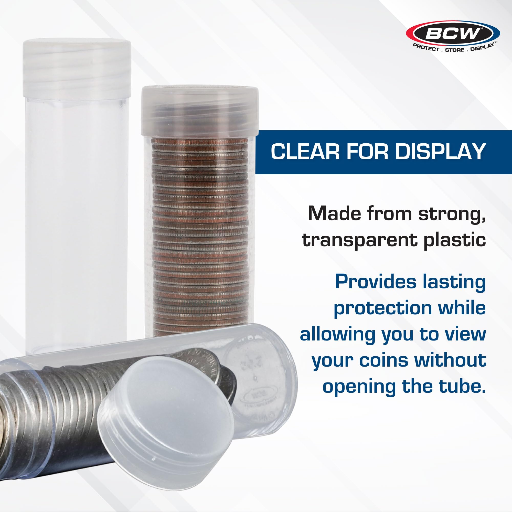 Round coin tubes with screw tops by BCW