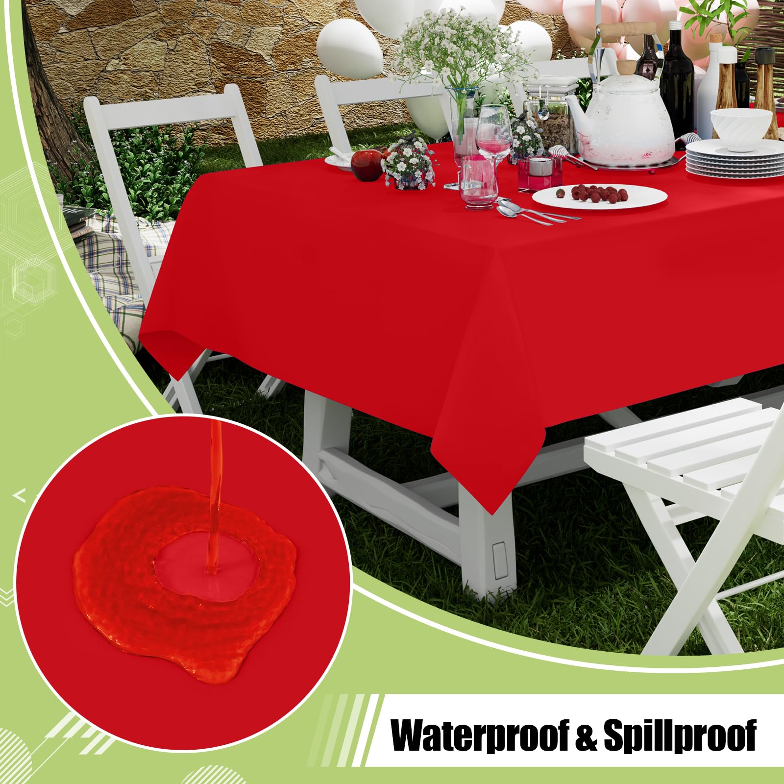 Round 84 inch red waterproof tablecloth