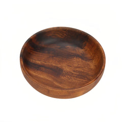 Round Wood Bowl cherry finished hardwood serving