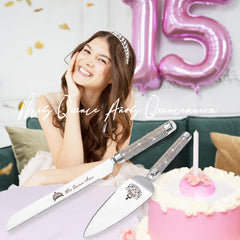 ROXBURGH Mis Quince Quinceanera cake server in silver