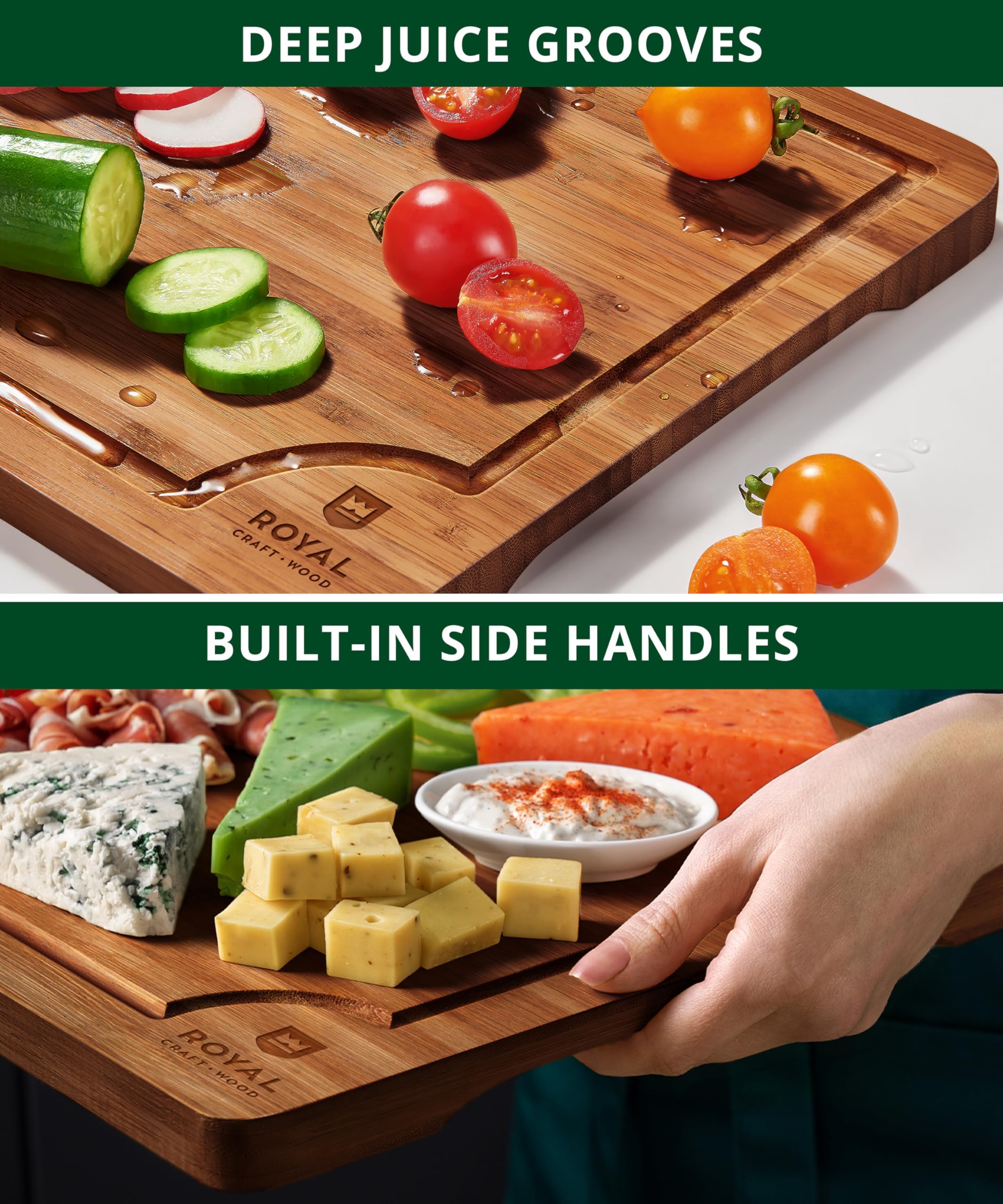 Cutting boards with built-in side handles