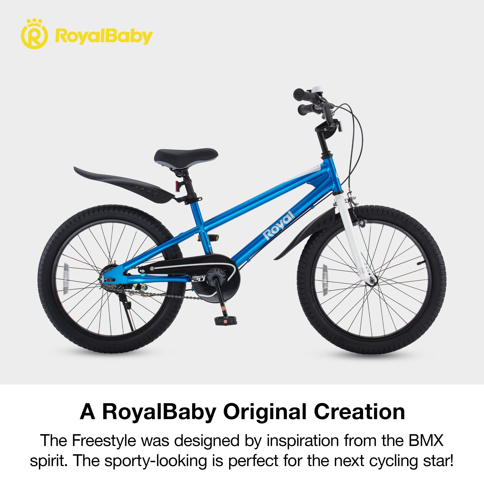 RoyalBaby Freestyle 20inch blue bike side profile