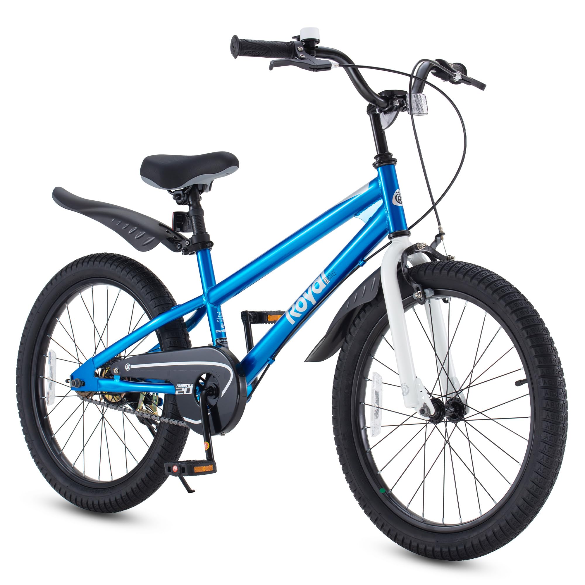 RoyalBaby Freestyle 20inch blue bike front view