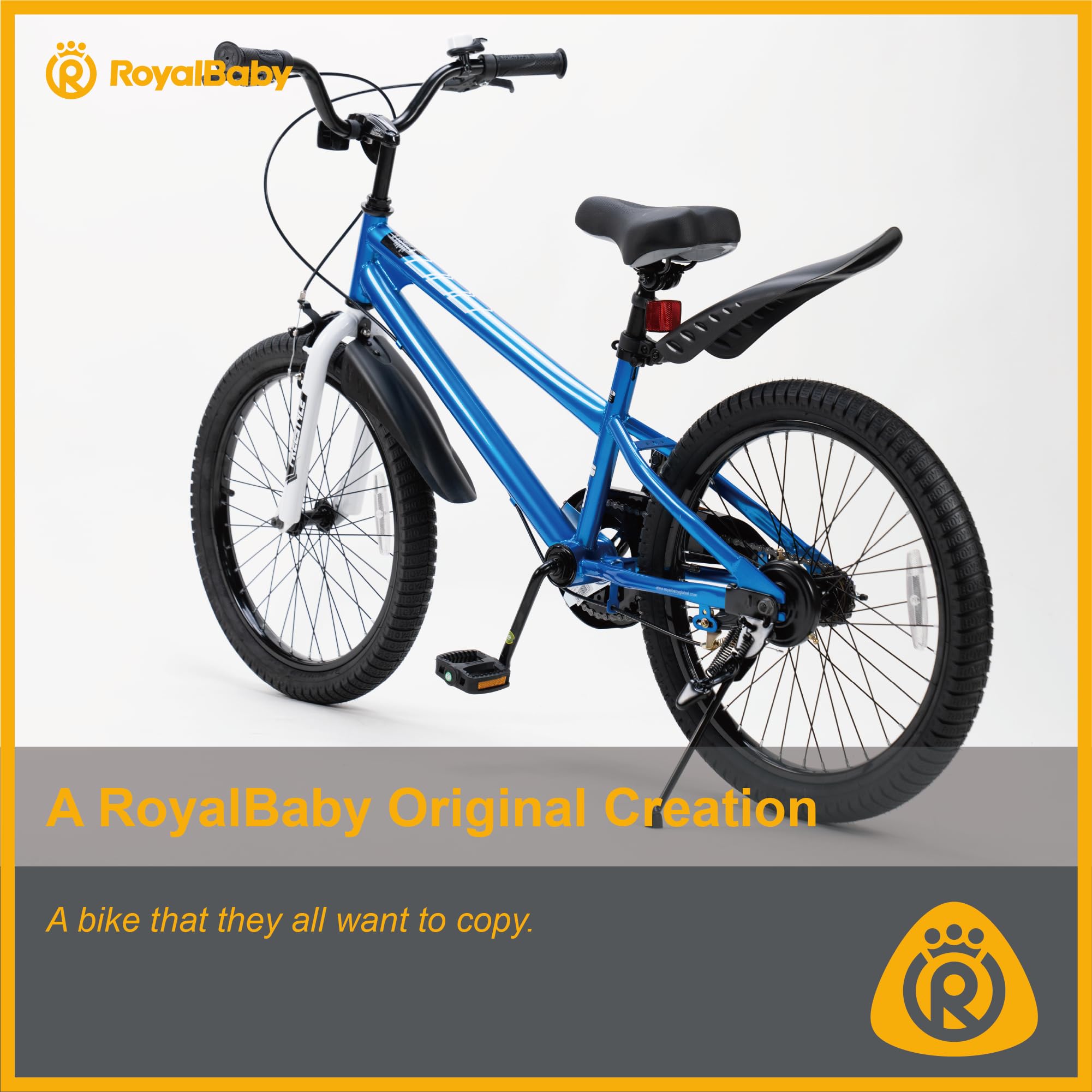 Box contents include tools and instruction manual for RoyalBaby Freestyle bike