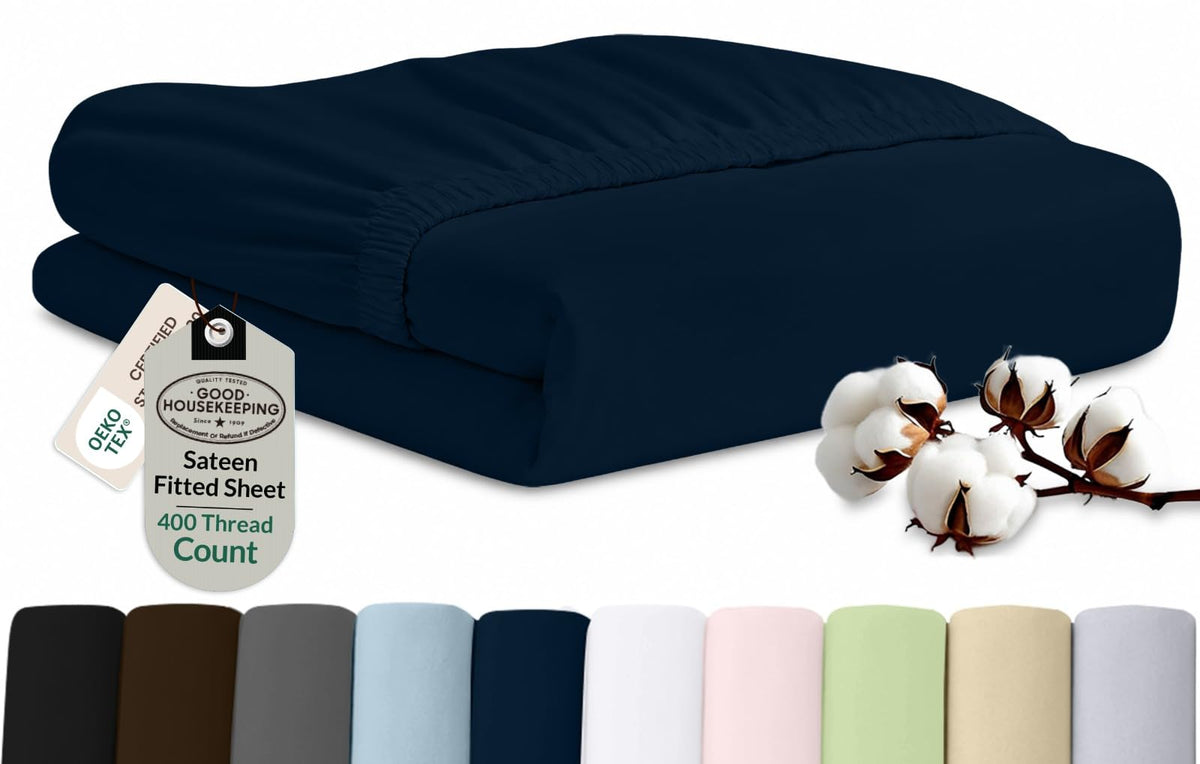 Royale Linens fitted sheet queen 60x80 navy