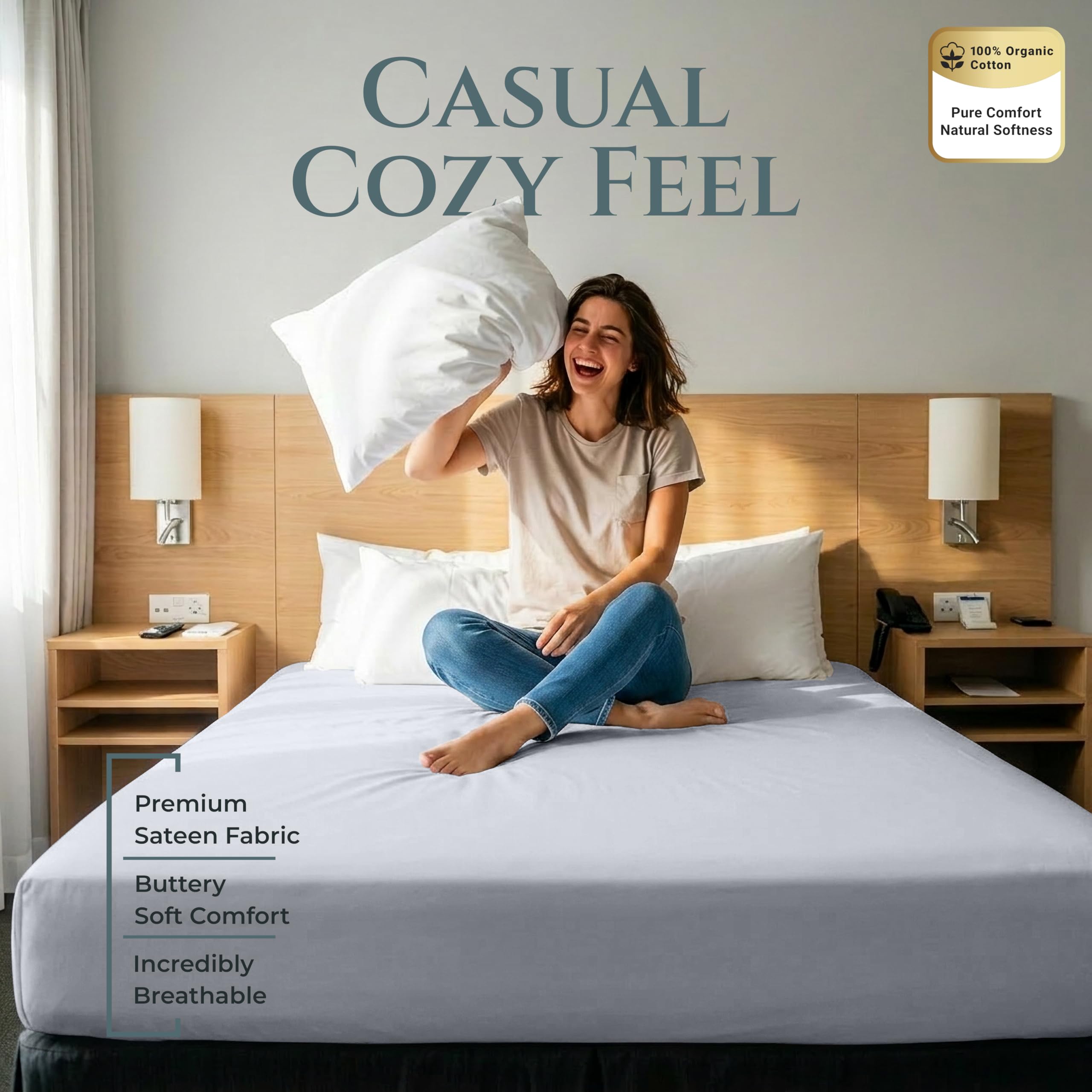 Queen size 100% cotton fitted sheet product image