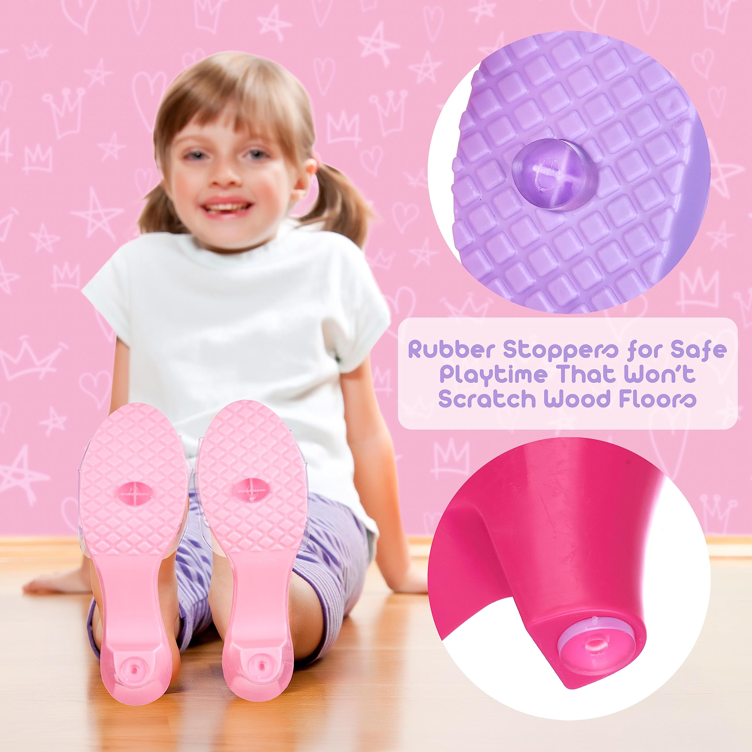 Fuchsia dress up shoes with heart gem and marabou detail