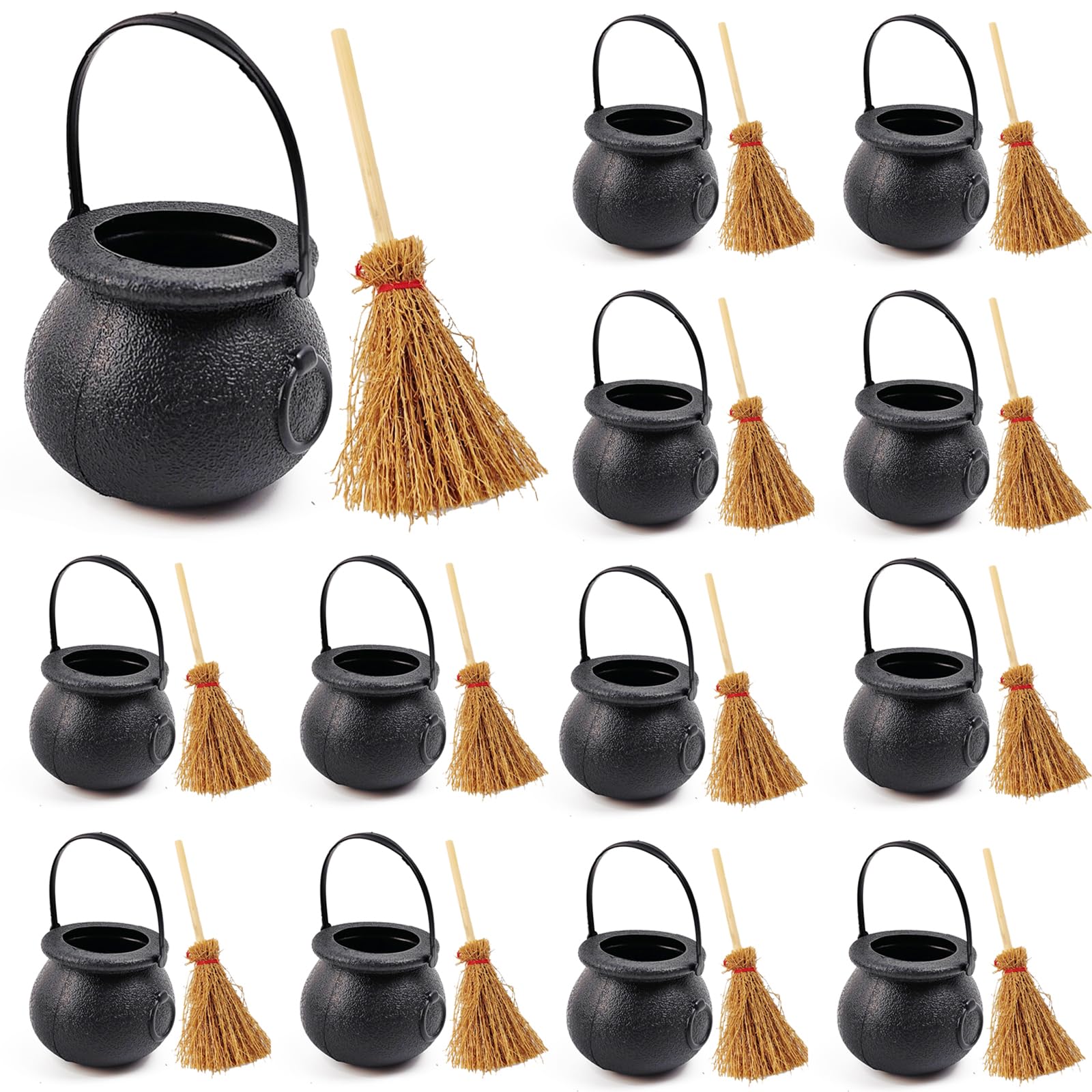 ROYHOO mini plastic cauldrons for Halloween decor