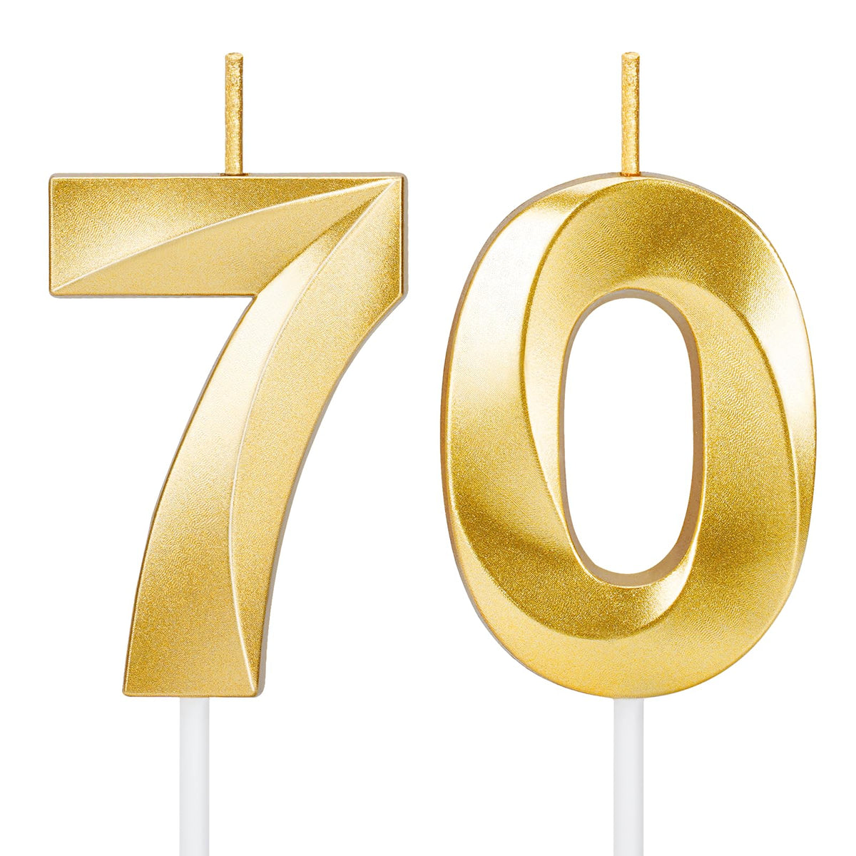ROYOROYI 70th candles gold number 70 for cake