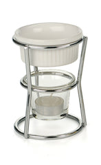 RSVP International Butter Warmer Set with stoneware cups and chrome frames