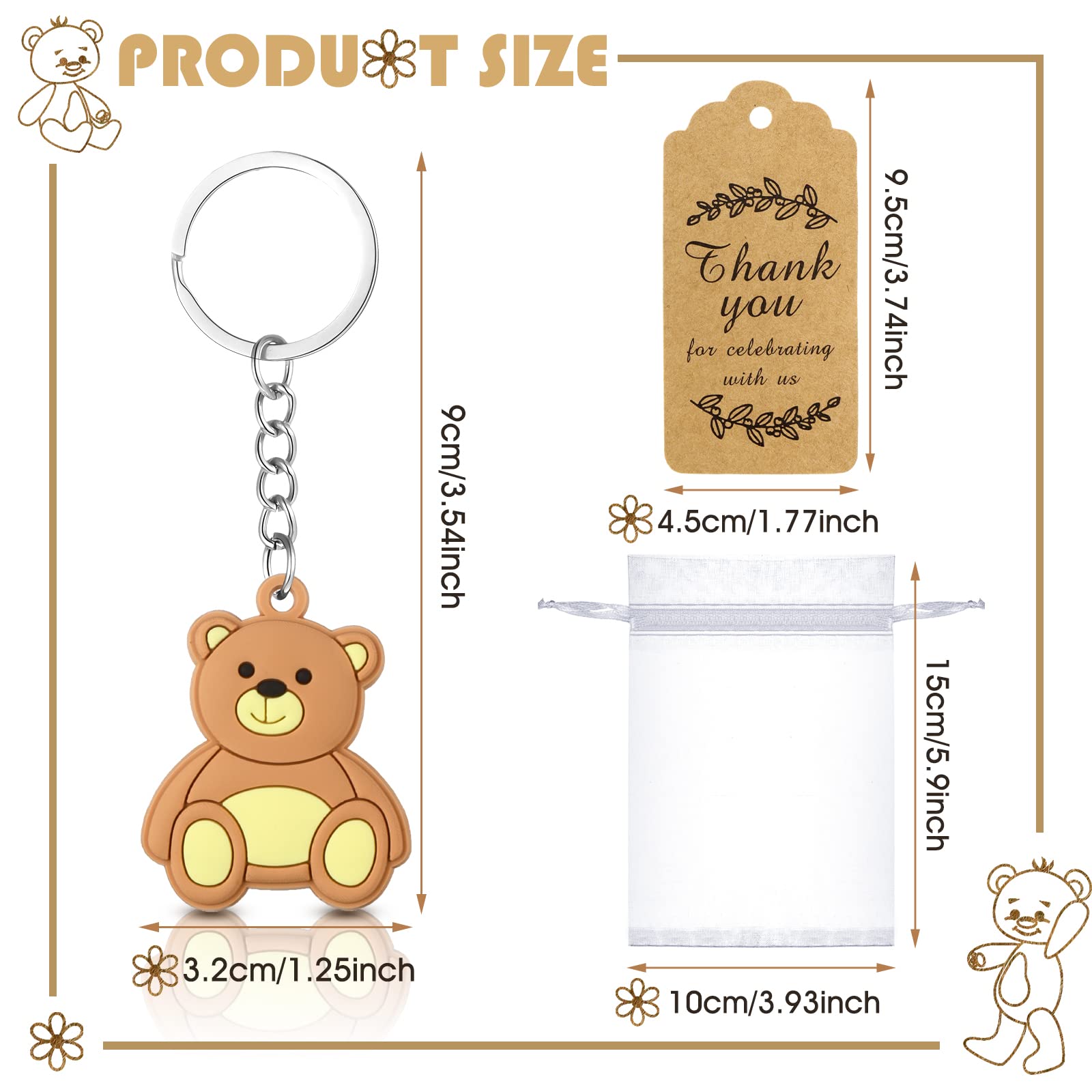 Brown bear keychain close up image