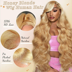 Body wave lace front wig with 200 density texture