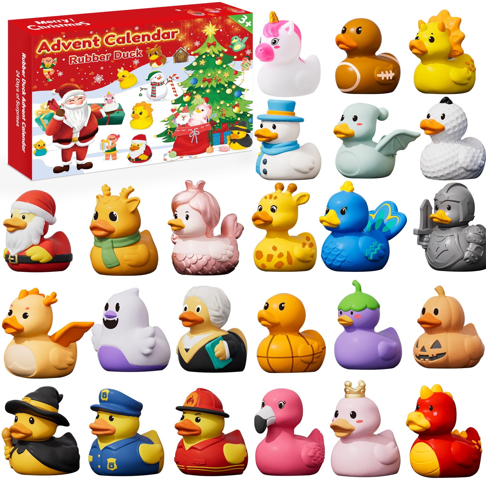 Packaging for Rubber Duck Advent Calendar 2026 showing 24 doors