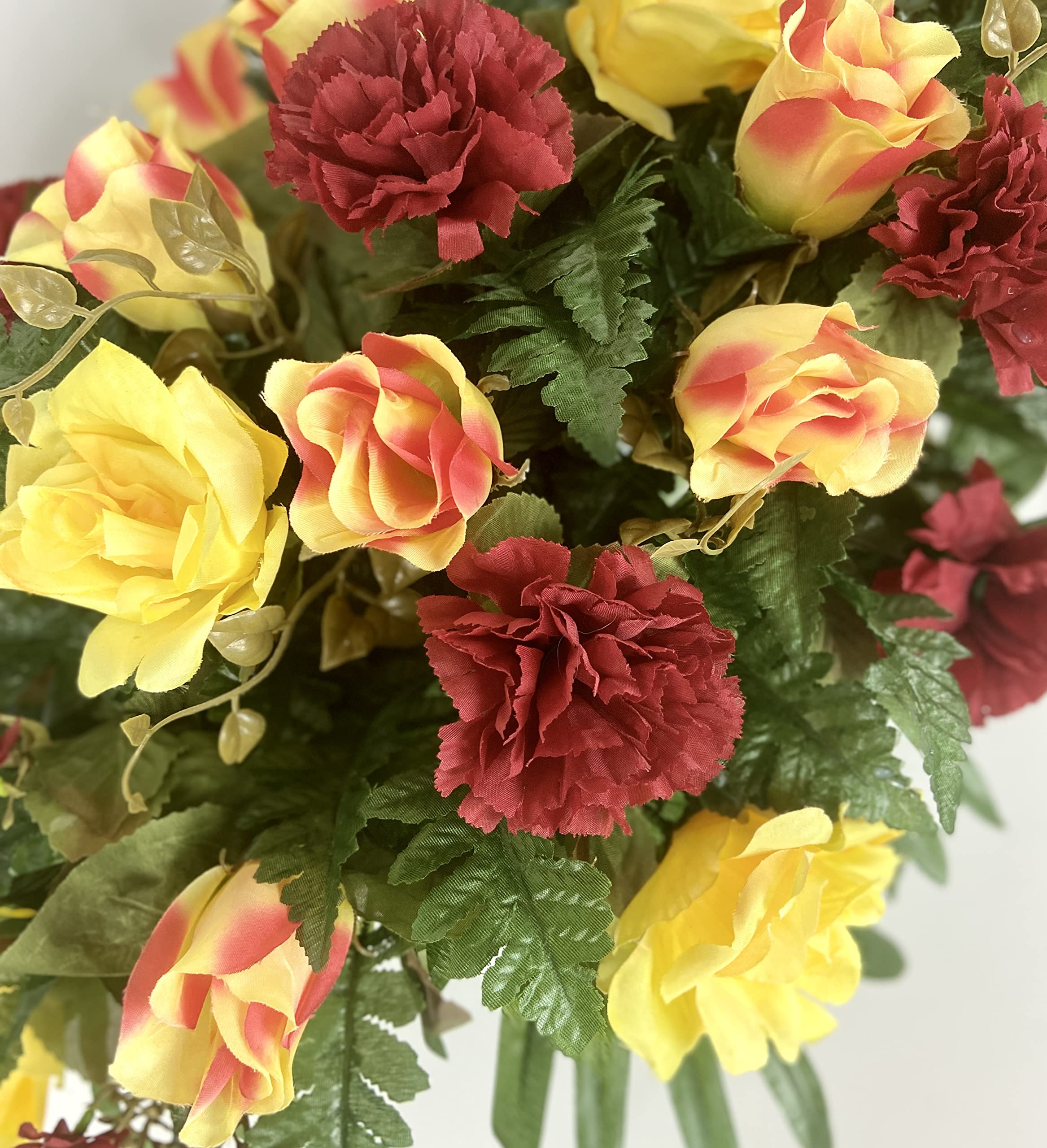 Fall cemetery flowers arrangement ready for outdoor memorials