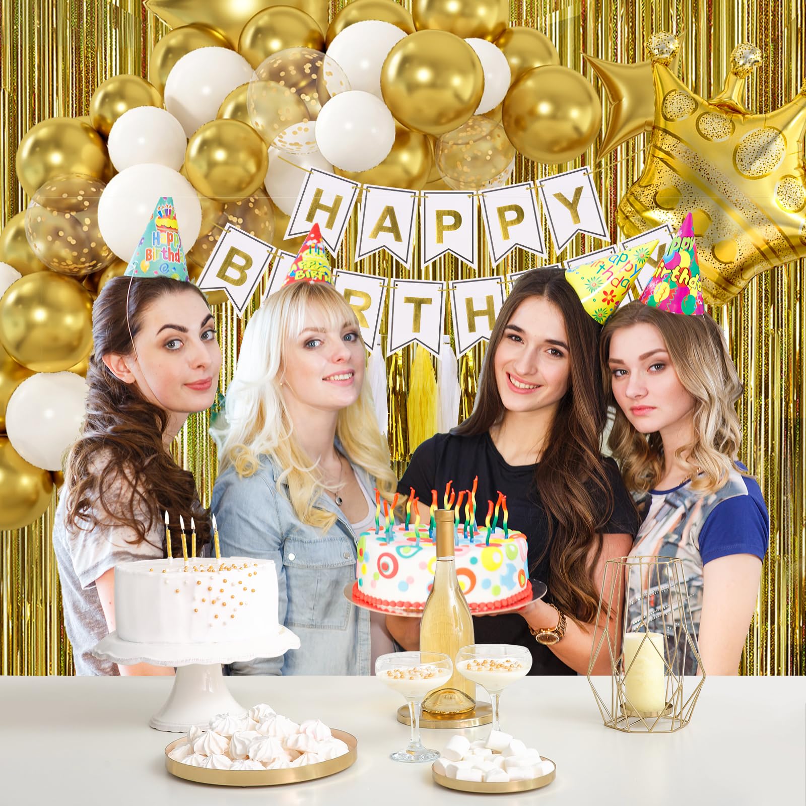 RUBFAC gold five-pointed star foil balloons image