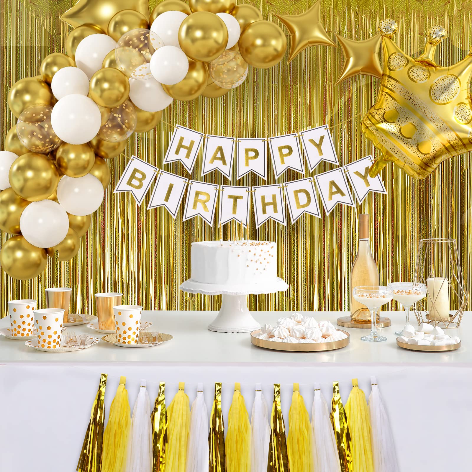 RUBFAC gold four-pointed star foil balloons image
