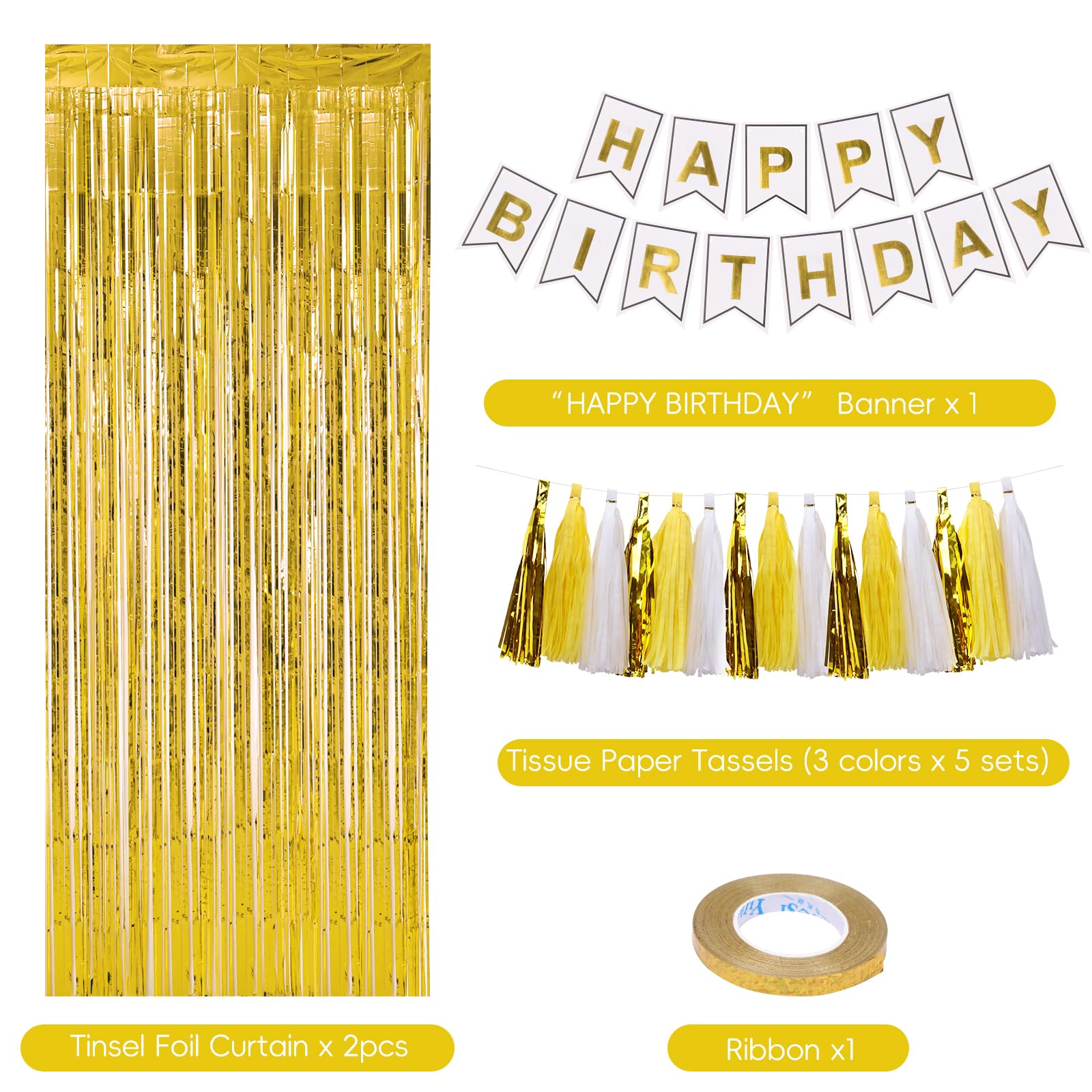 RUBFAC gold tassel curtain backdrop image