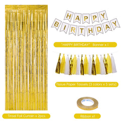RUBFAC gold tassel curtain backdrop image