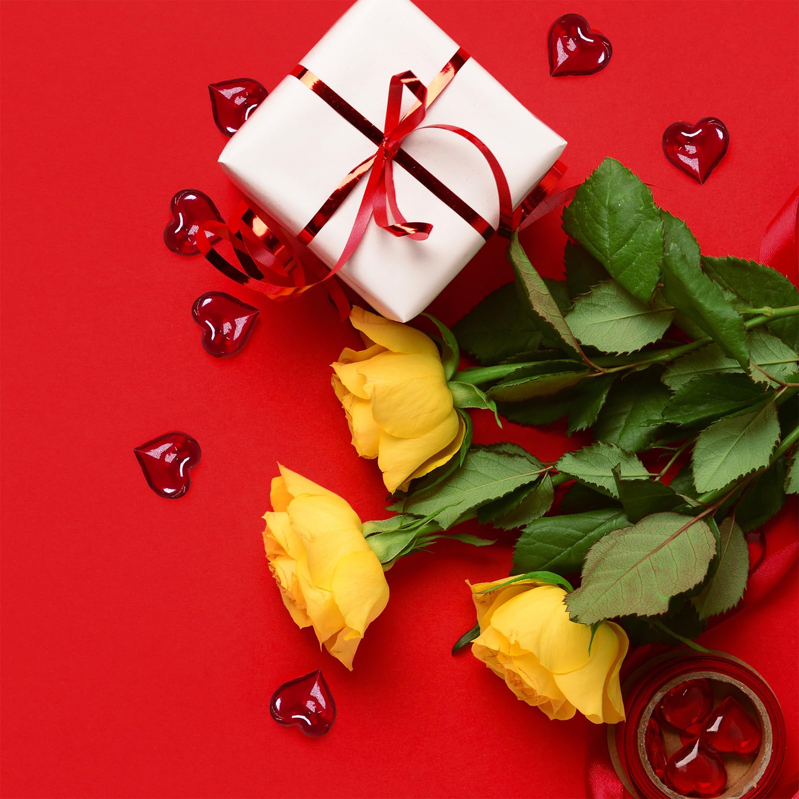 Valentine centerpiece accents with ruby red acrylic hearts