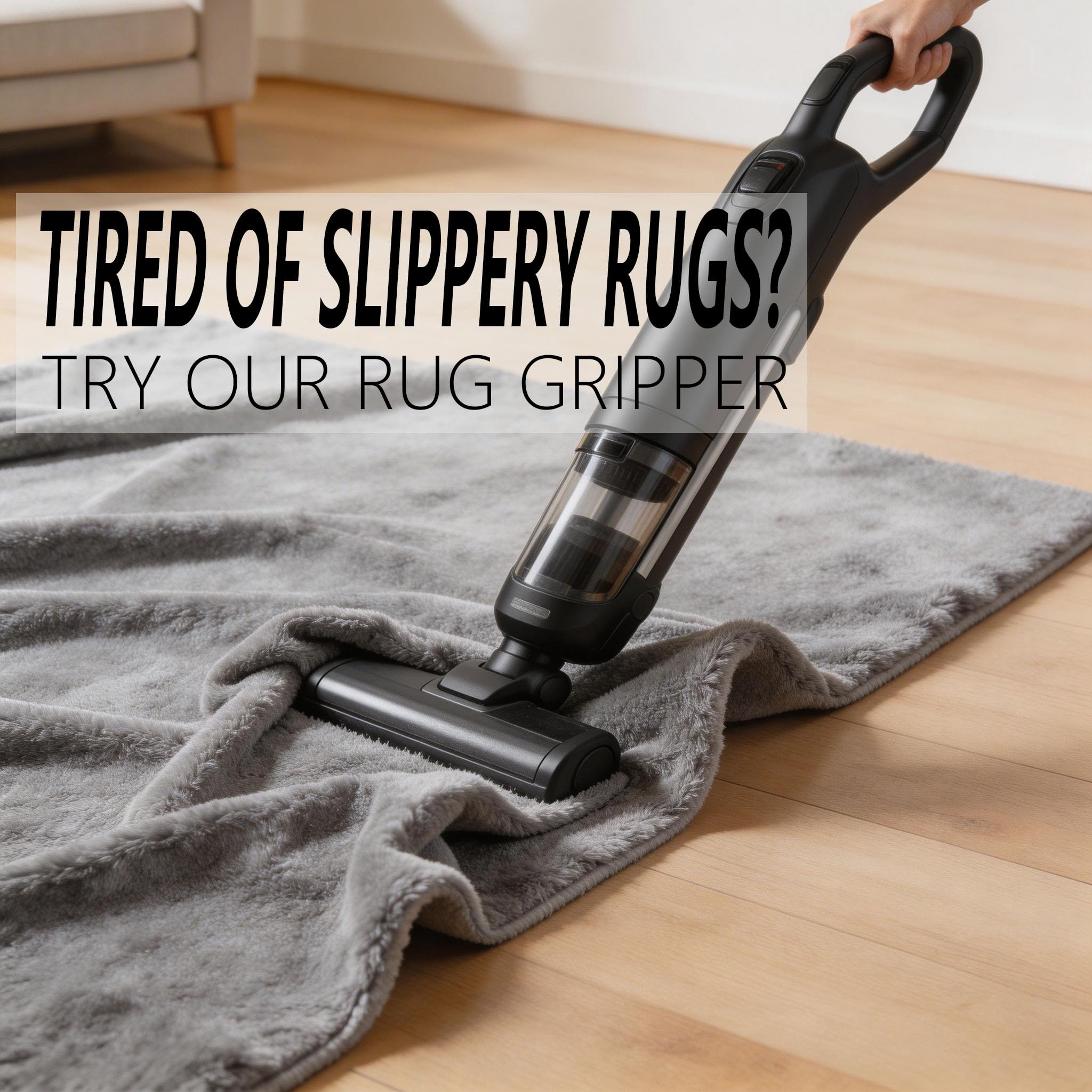 Triangle anti curl design on rug gripper in use