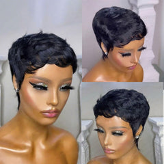 RUISENNA glueless pixie wig with bangs adjustable cap