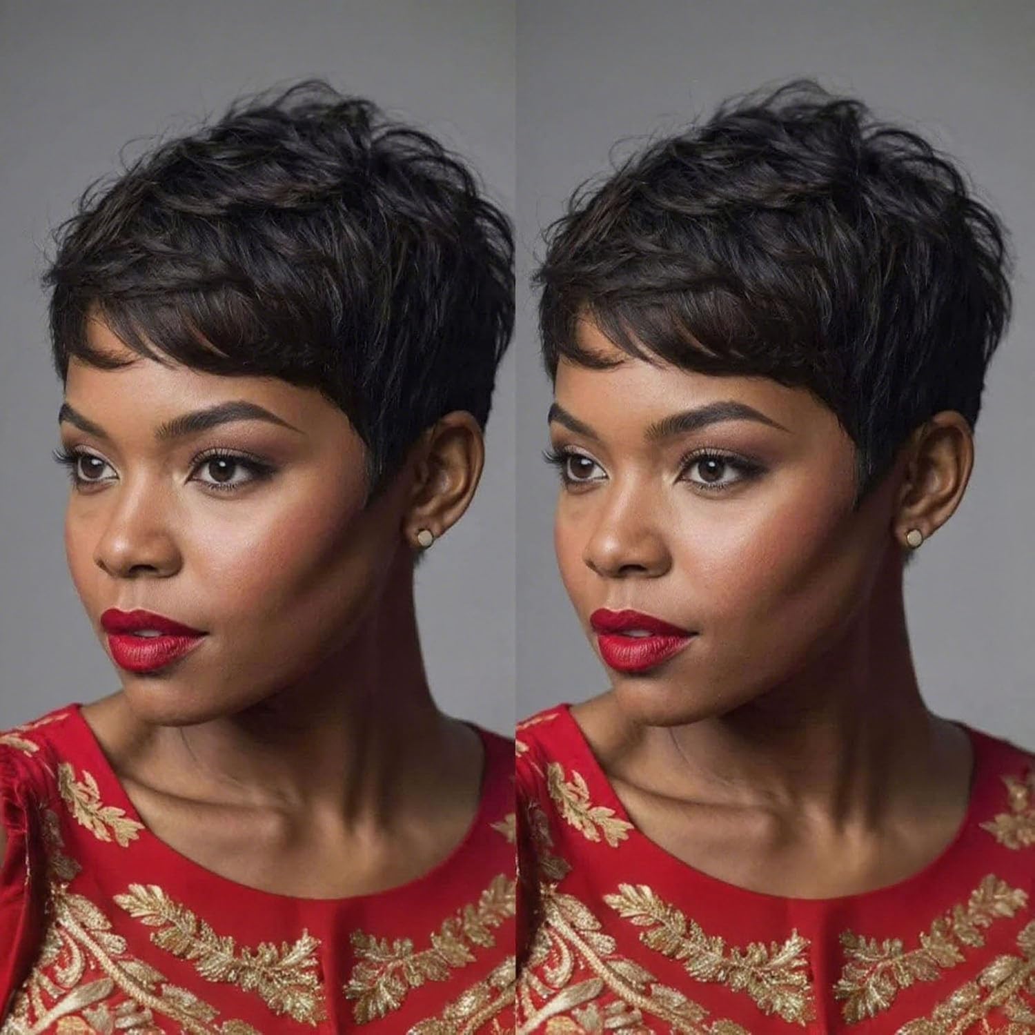 RUISENNA short pixie cut wig 1B natural black for black women