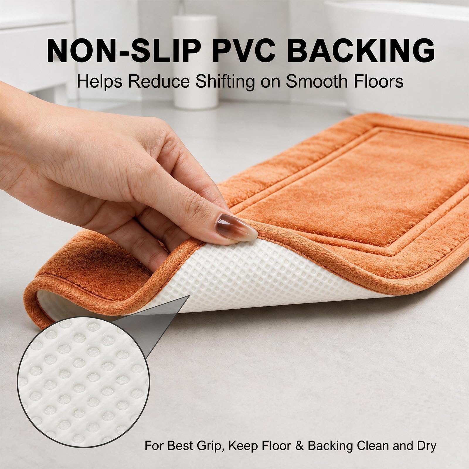 RUN HELIX bordered toilet rug 20x20 orange