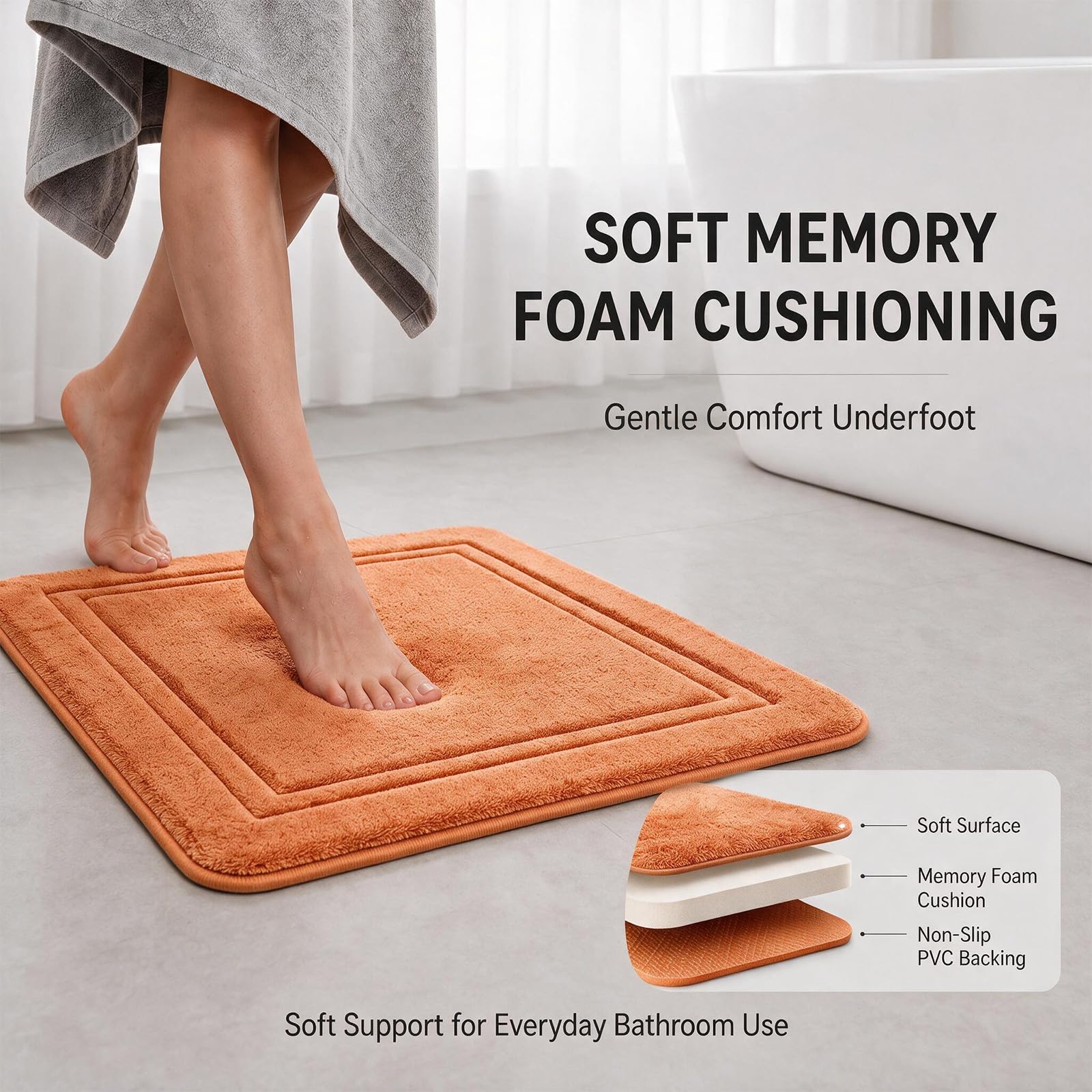 RUN HELIX 3 piece bathroom rug set for tub vanity and toilet