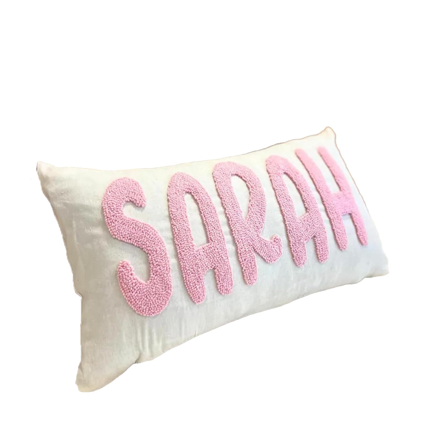 RunIncar pillow cover with initial embroidery close up