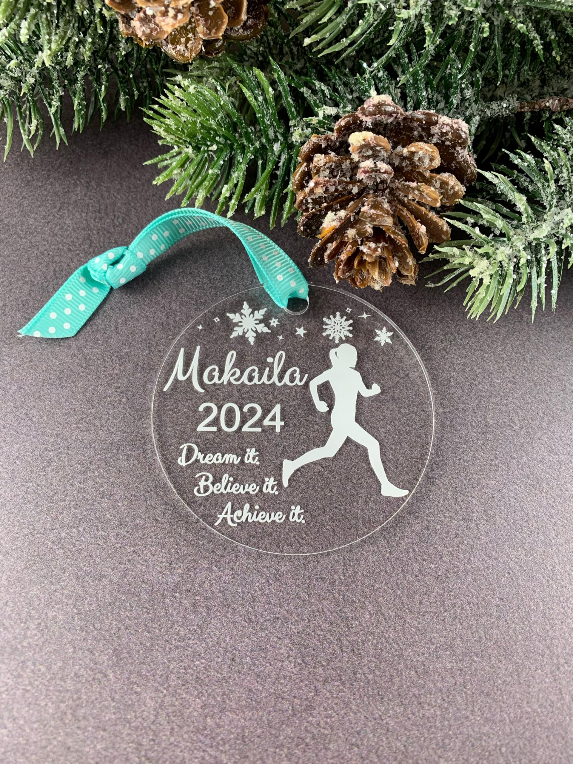 Clear acrylic Runner Ornament for display