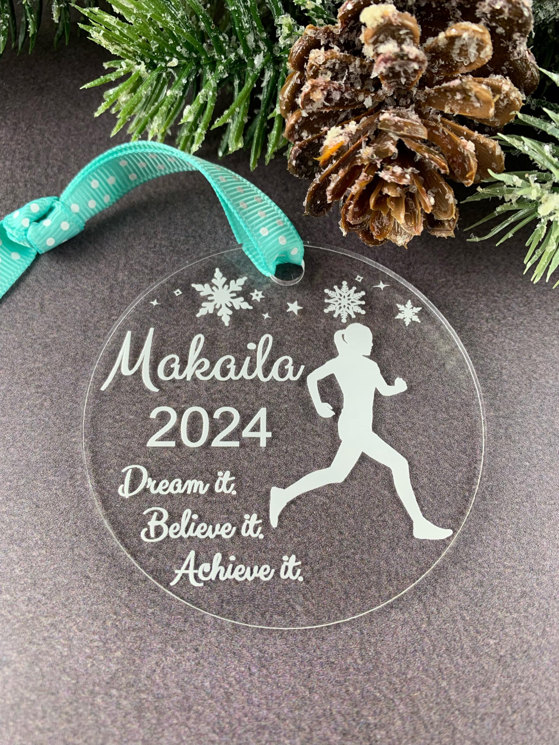 Runner Ornament personalized with name and year