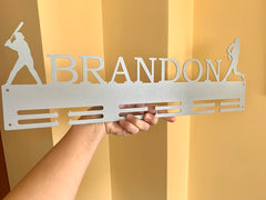 medal hanger with four sport options running gymnastics hockey baseball