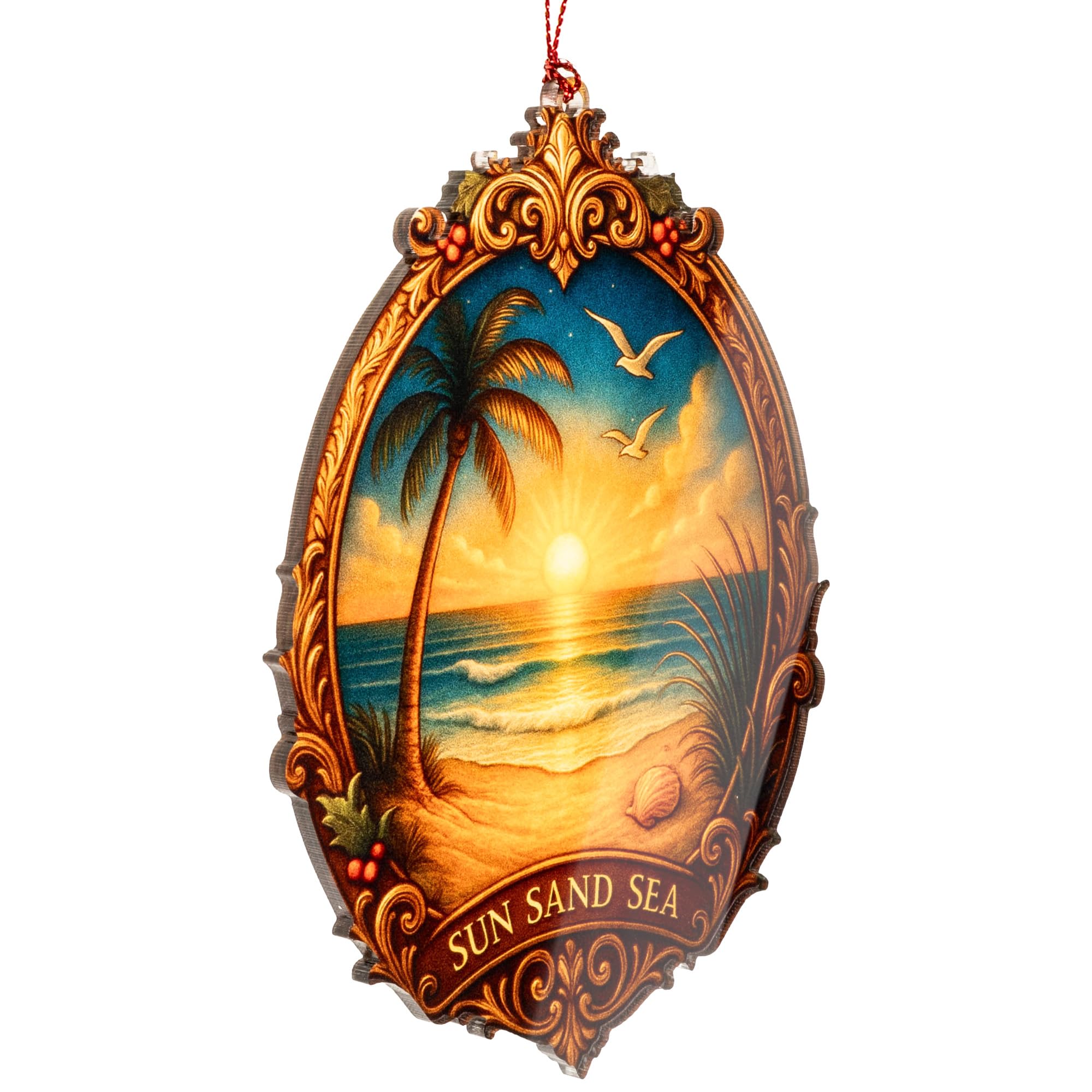 Beach themed ornament with story card by RUSATEN Beachxmas 1