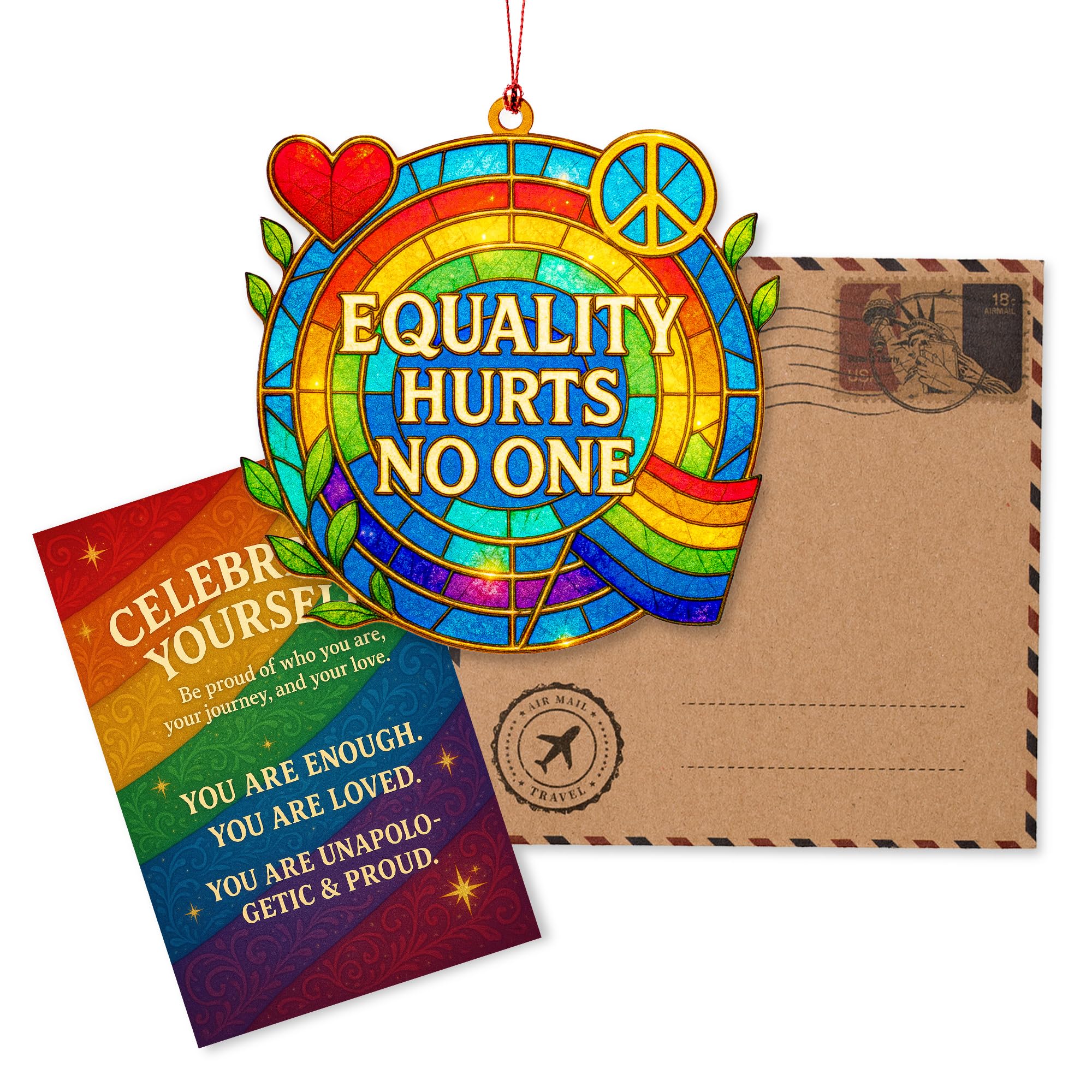 Pride gift ornament packaged with story card