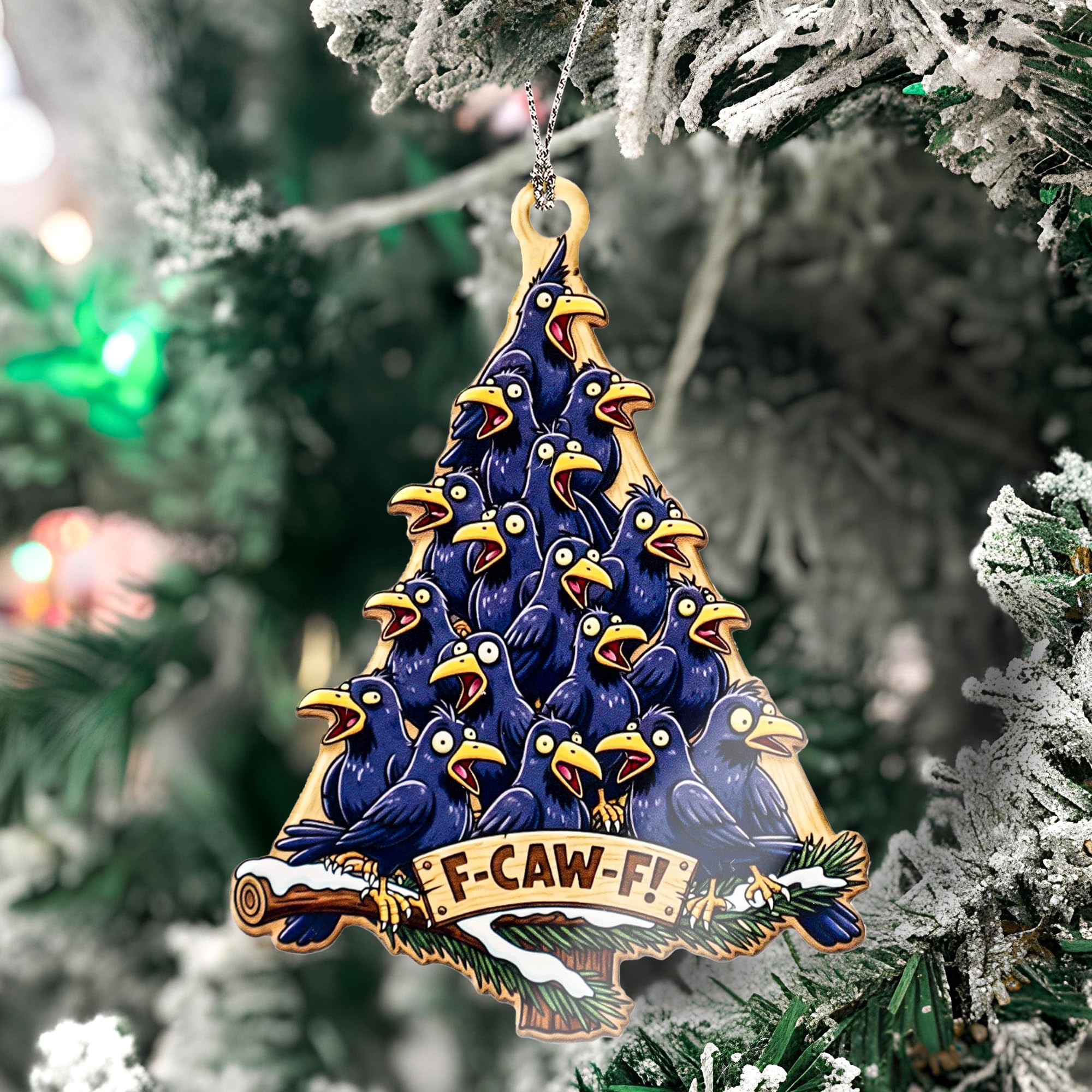 Ready to hang crow ornament lightweight and durable