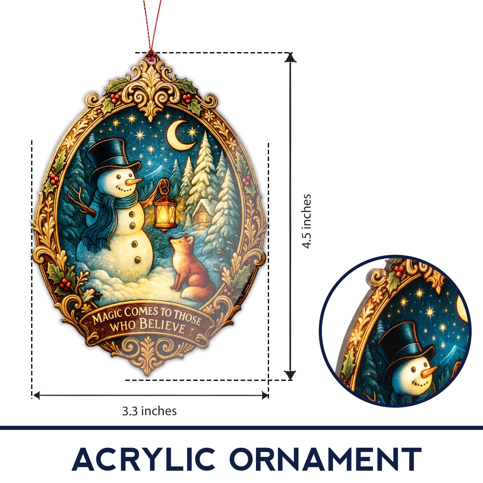 RUSATEN Snowmanxmas 1 acrylic ornament closeup
