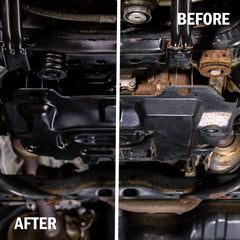 Rust converter black coating on metal surface