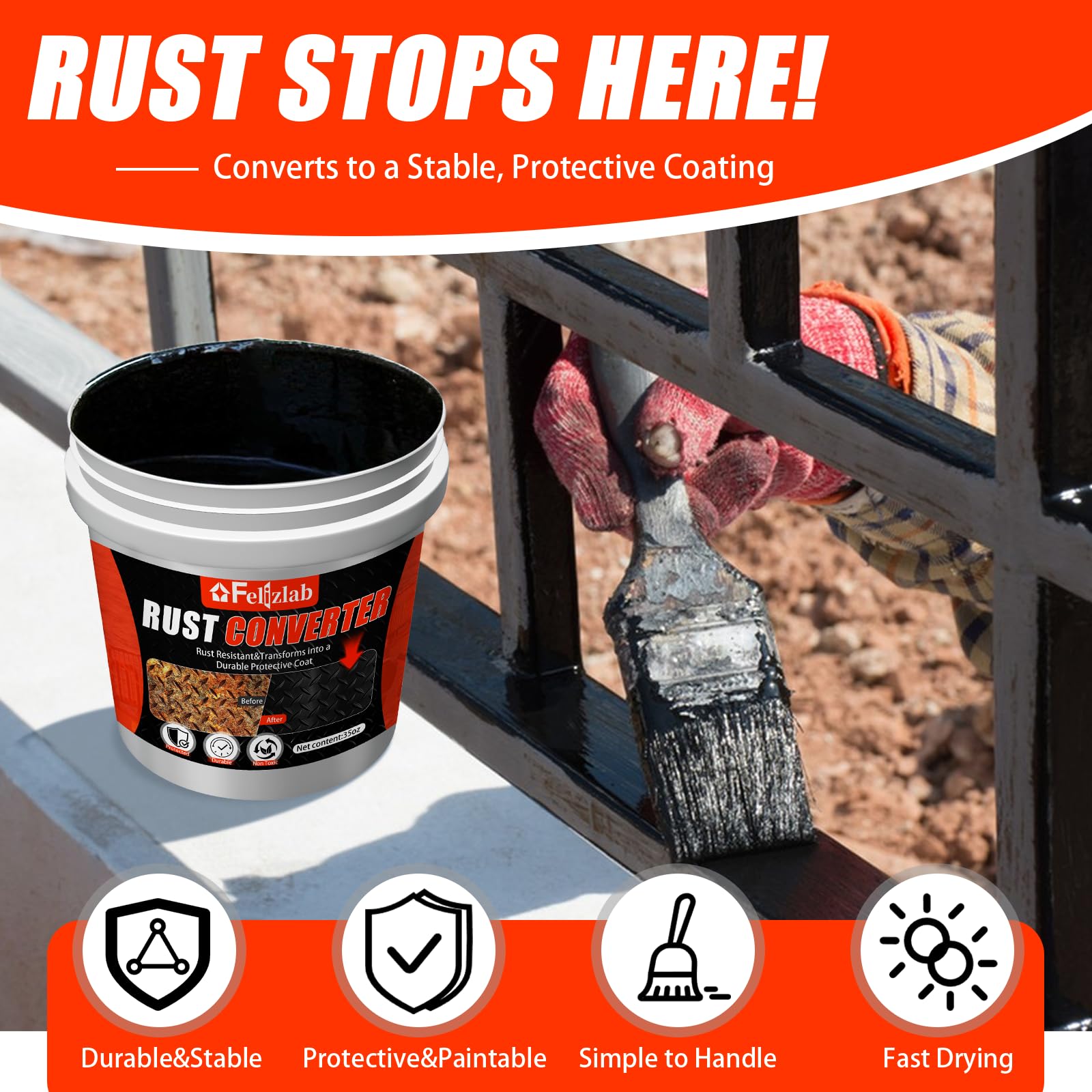 Rust converter primer for automotive metal surfaces 35 floz