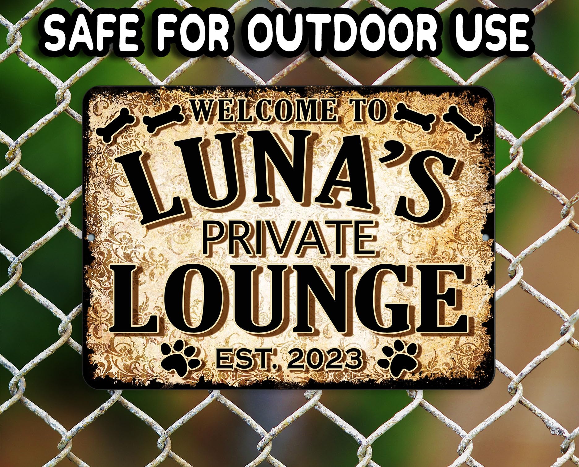 Handmade in the USA dog sign with name customization