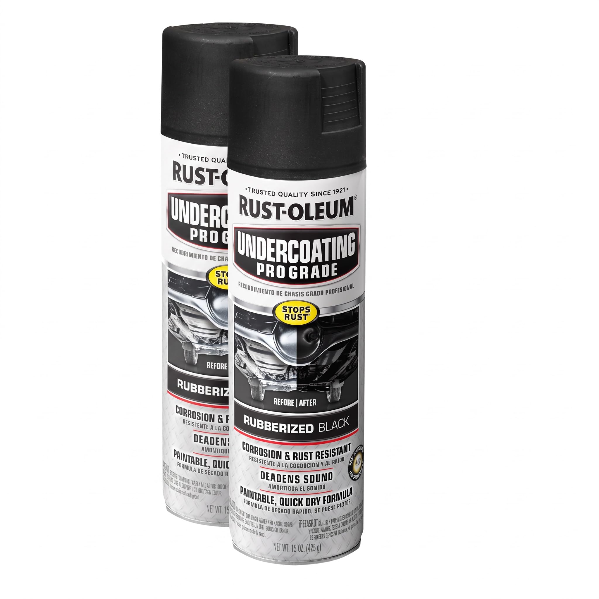 Rust-Oleum 248656 rubberized undercoating spray 15 oz pack of 2 for vehicle underbody protection