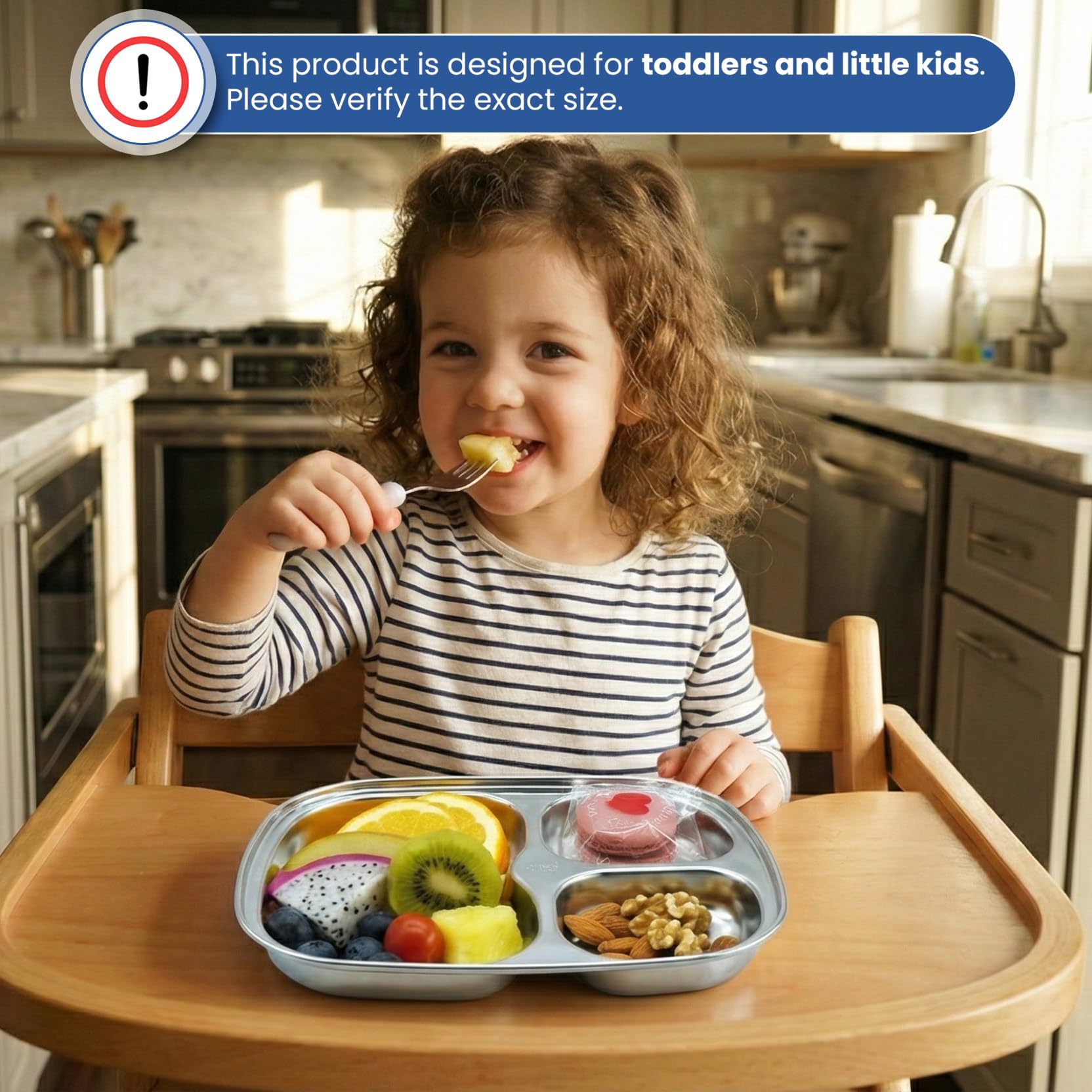 Rust-resistant dishwasher-safe plate for kids meals
