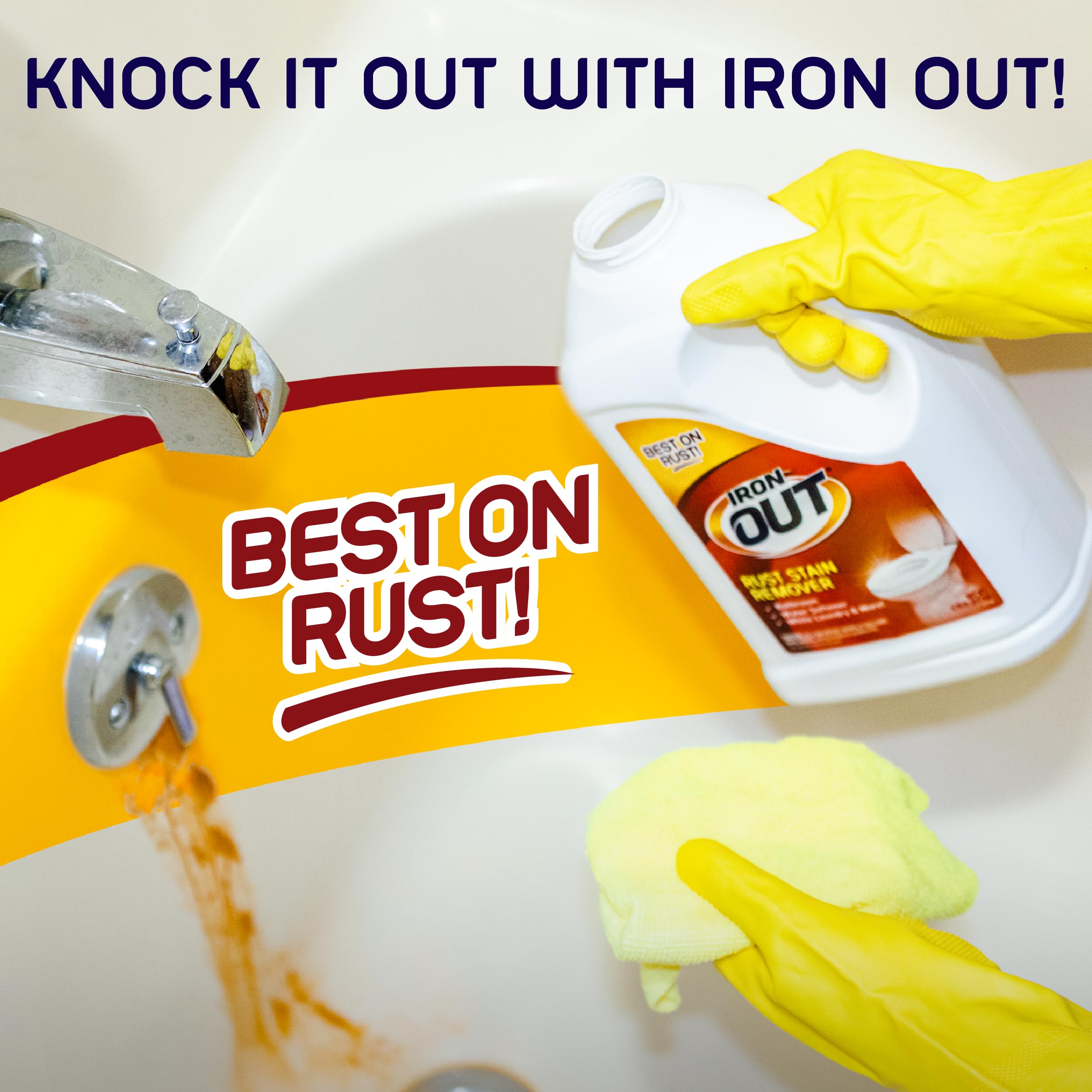 Powder rust stain remover used in bathroom settings