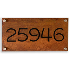 Rusted iron house numbers plaque 30x15 cm outdoor size